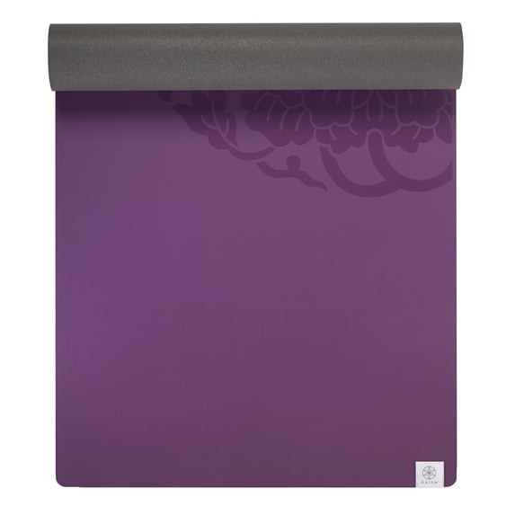 Gaiam 5mm Premium Dry-Grip Yoga Mat, Purple