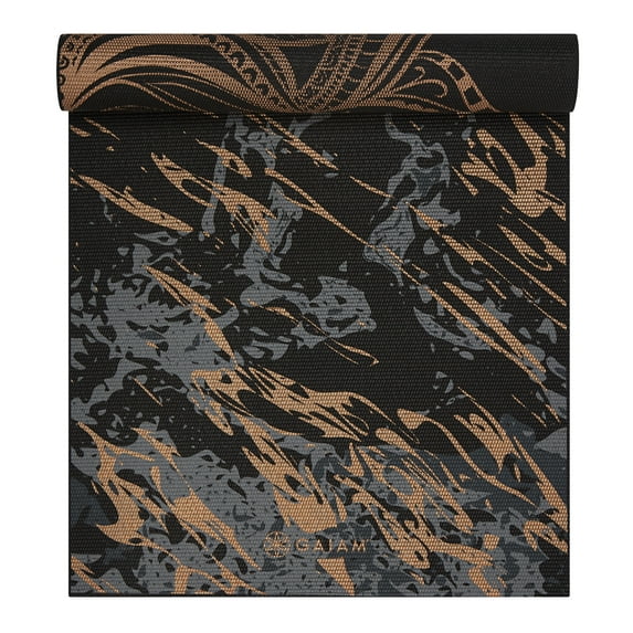 Gaiam 6mm Reversible Printed Yoga Mat, Non Slip Fitness Mat for All Types of Yoga, Pilates & Floor Workouts