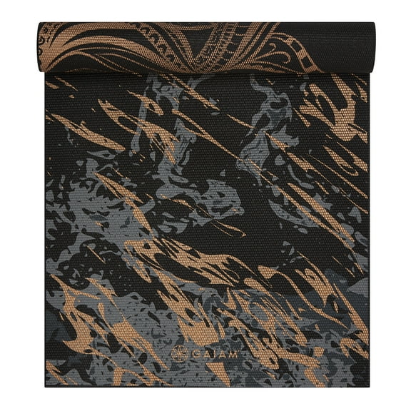 Gaiam 6mm Reversible Printed Yoga Mat, Non Slip Fitness Mat for All Types of Yoga, Pilates & Floor Workouts