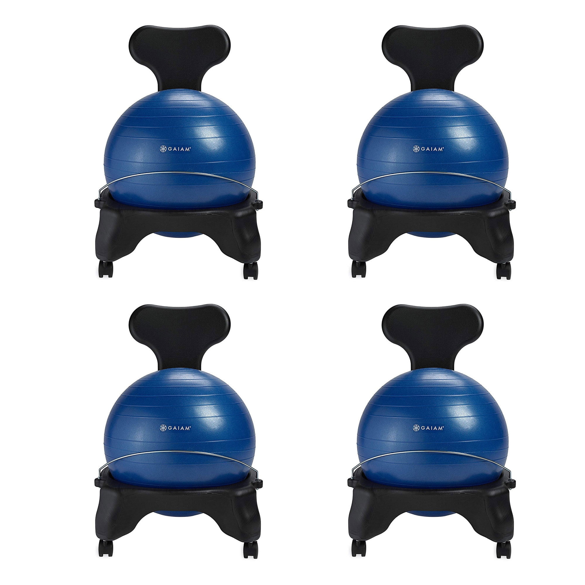 Gaiam Classic Gym Yoga Exercise Balance Ball Office Desk Chair, Blue (4 Pack)