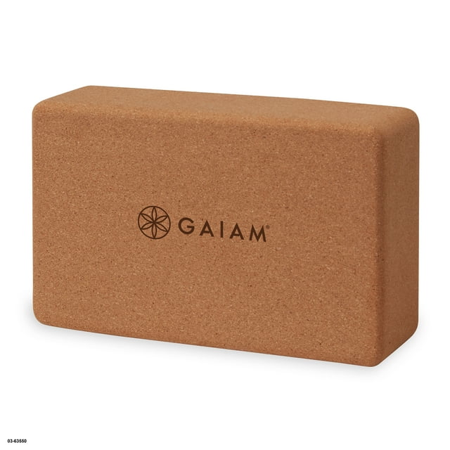 Gaiam Cork Yoga Brick, Made from Sturdy Sustainable Cork, 3 In
