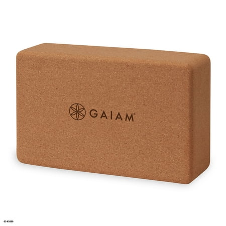 Gaiam Cork Yoga Brick, Made from Sturdy Sustainable Cork, 3 In. Thickness