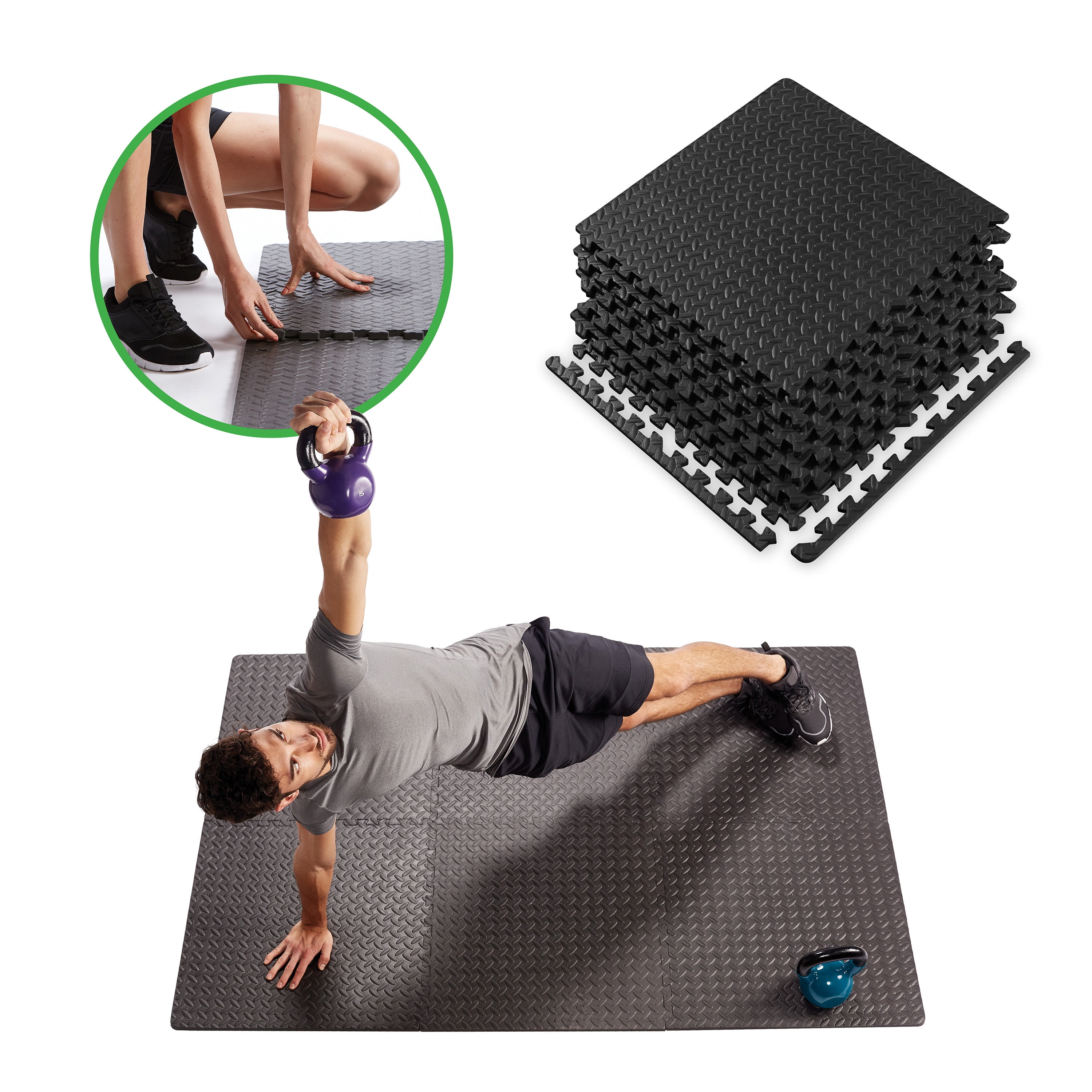 Gaiam Essentials Interlocking Exercise Mat, Square Puzzle Foam
