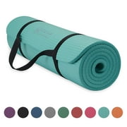 Gaiam Essentials Thick Yoga Mat Fitness  Exercise Mat with Easy-Cinch Yoga Mat Carrier Strap, 72"L x 24"W x 2/5 Inch Thick