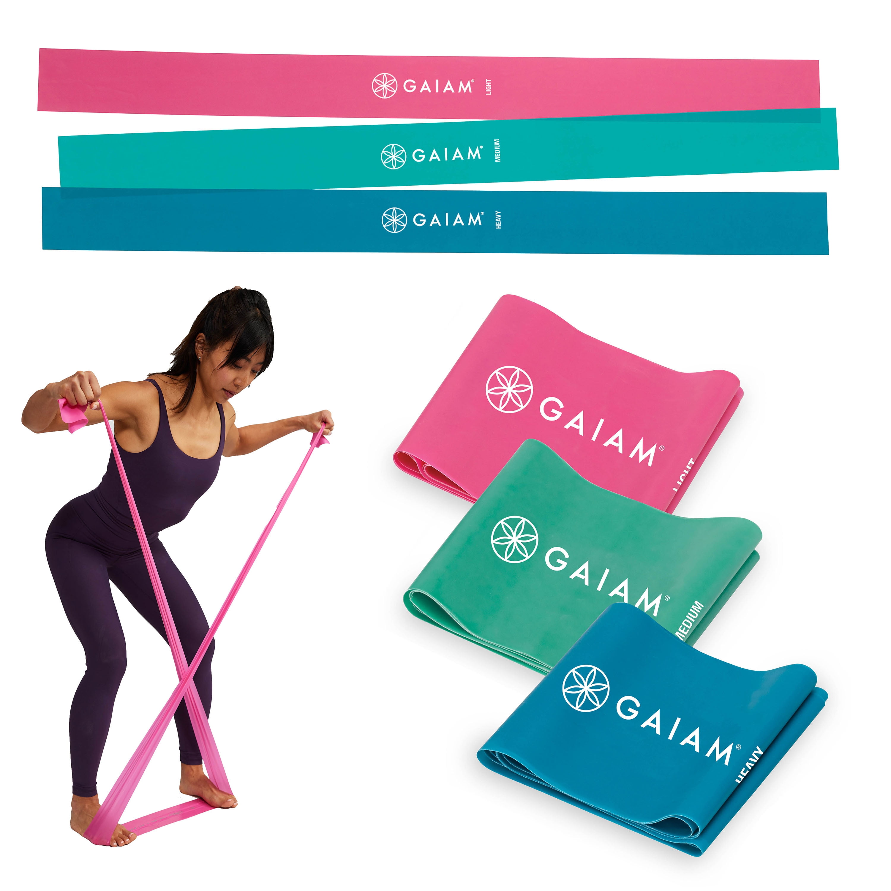 Gaiam Flat Band Kit, Rubber, Multicolor