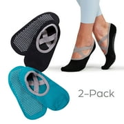 Gaiam Grippy Yoga Barre Socks, 2 Pack, Multicolor, one size fits most.