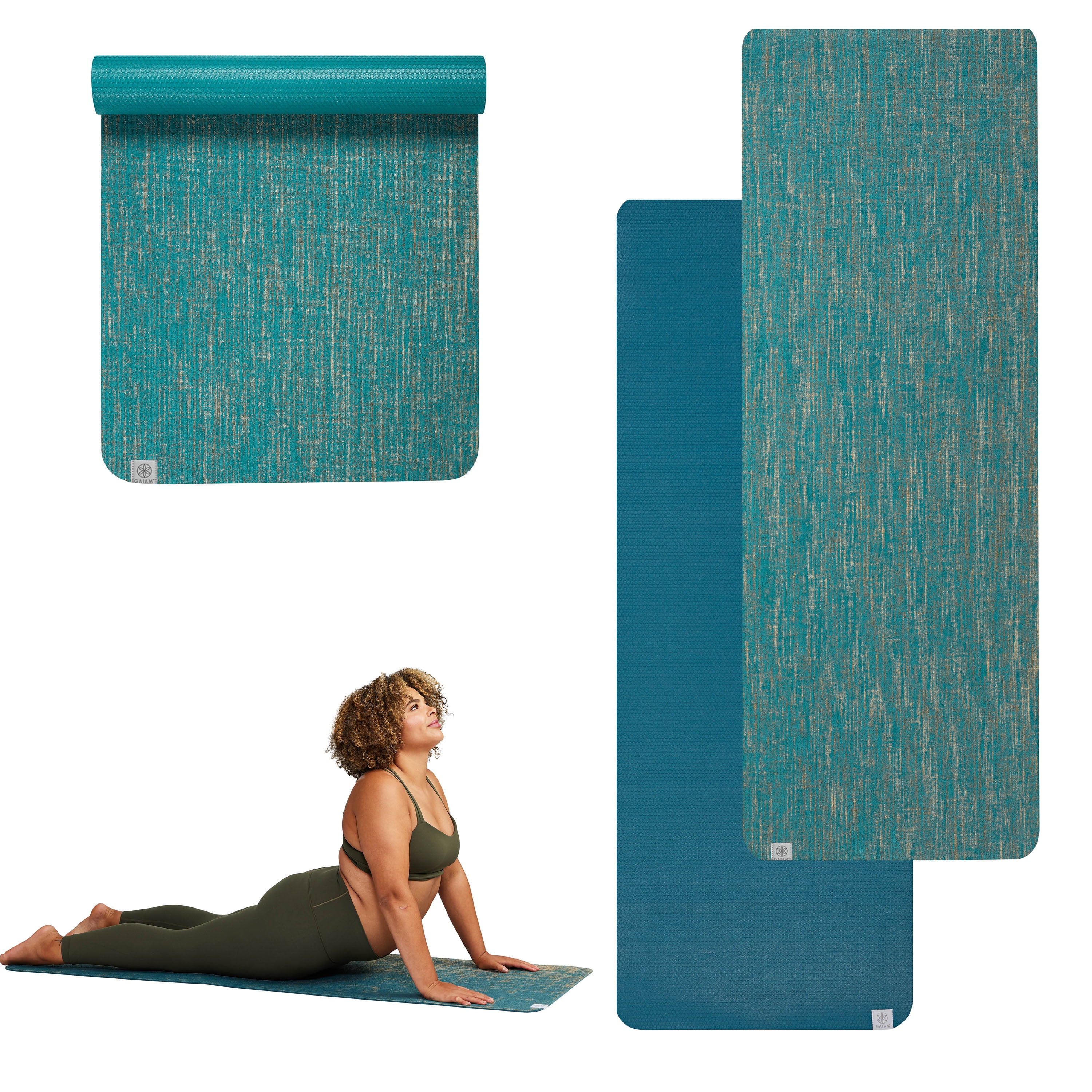 Gaiam Jute Yoga Mat, Teal, 5mm Thick, 1 Mat, 1 Count