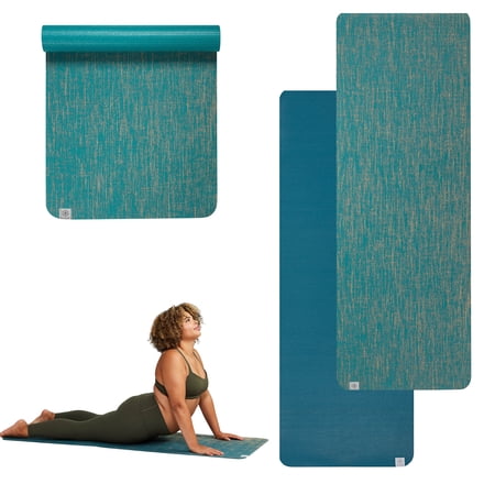 Gaiam Jute Yoga Mat, Teal, 5mm Thick, 1 Mat, 1 Count