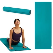 Gaiam No-Slip Yoga/Pilates Mat Towel, Teal and Grey
