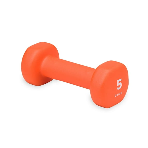 Gaiam Non-Slip Grip Neoprene Coated Dumbell, Orange, 5.215 lbs