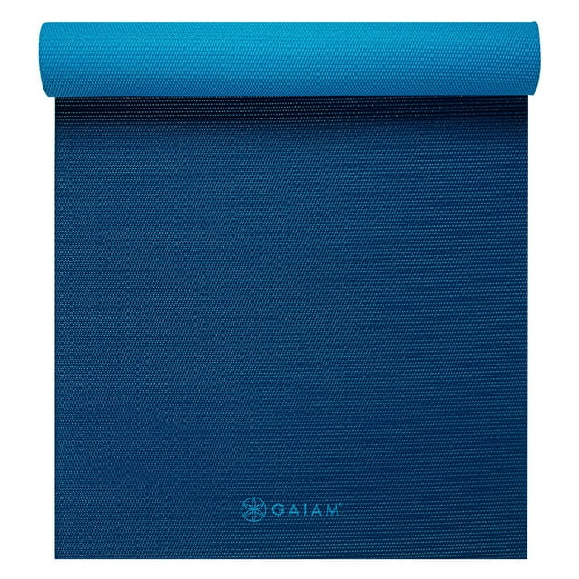 Gaiam Premium 2Color Yoga Mat, Navy/Blue, 5mm