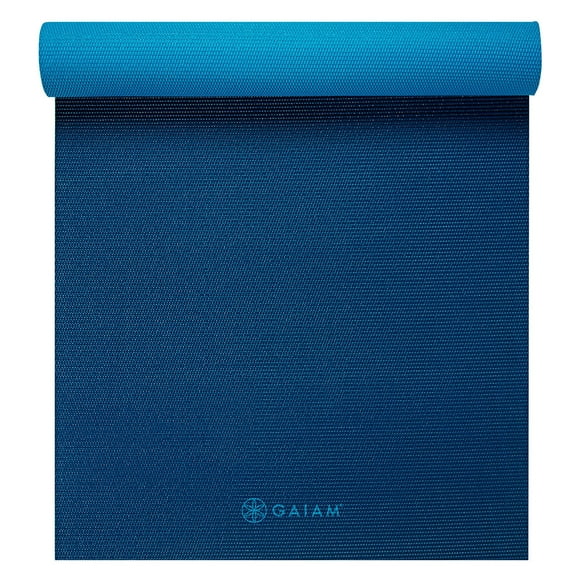 Gaiam Premium 2-Color Yoga Mat, Navy/Blue, 5mm