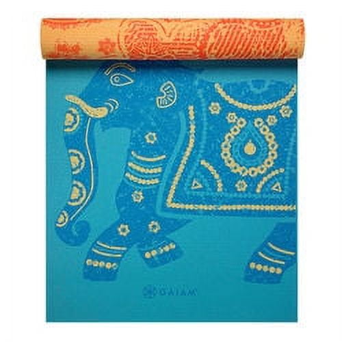 Gaiam Premium Print Reversible Yoga Mat, Elephant, 5mm