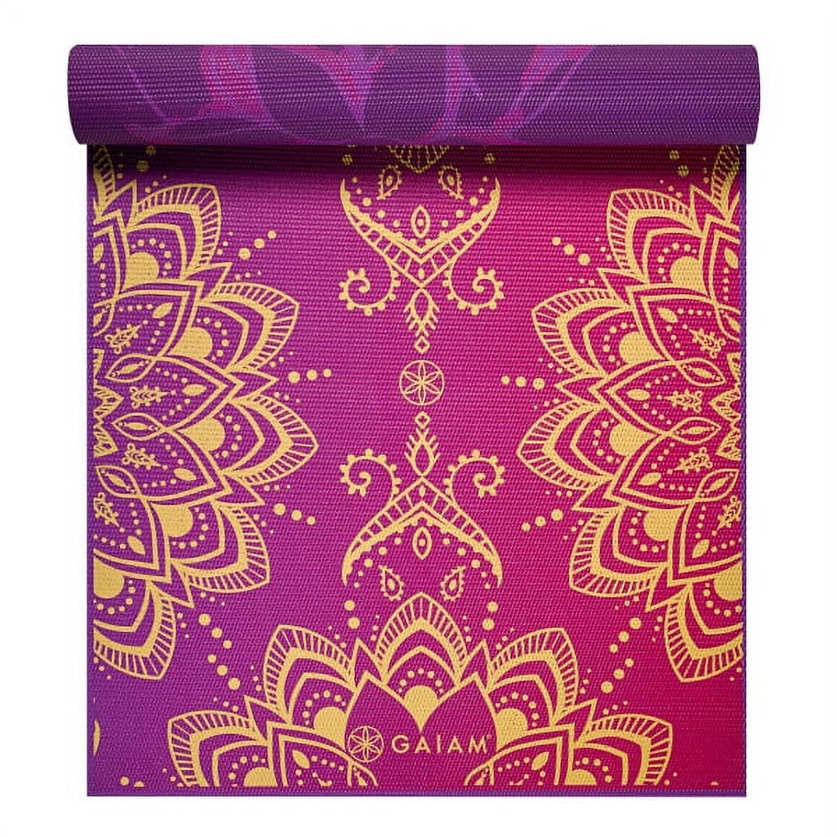 Gaiam Premium Print Reversible Yoga Mat, Boho Folk, 6mm 