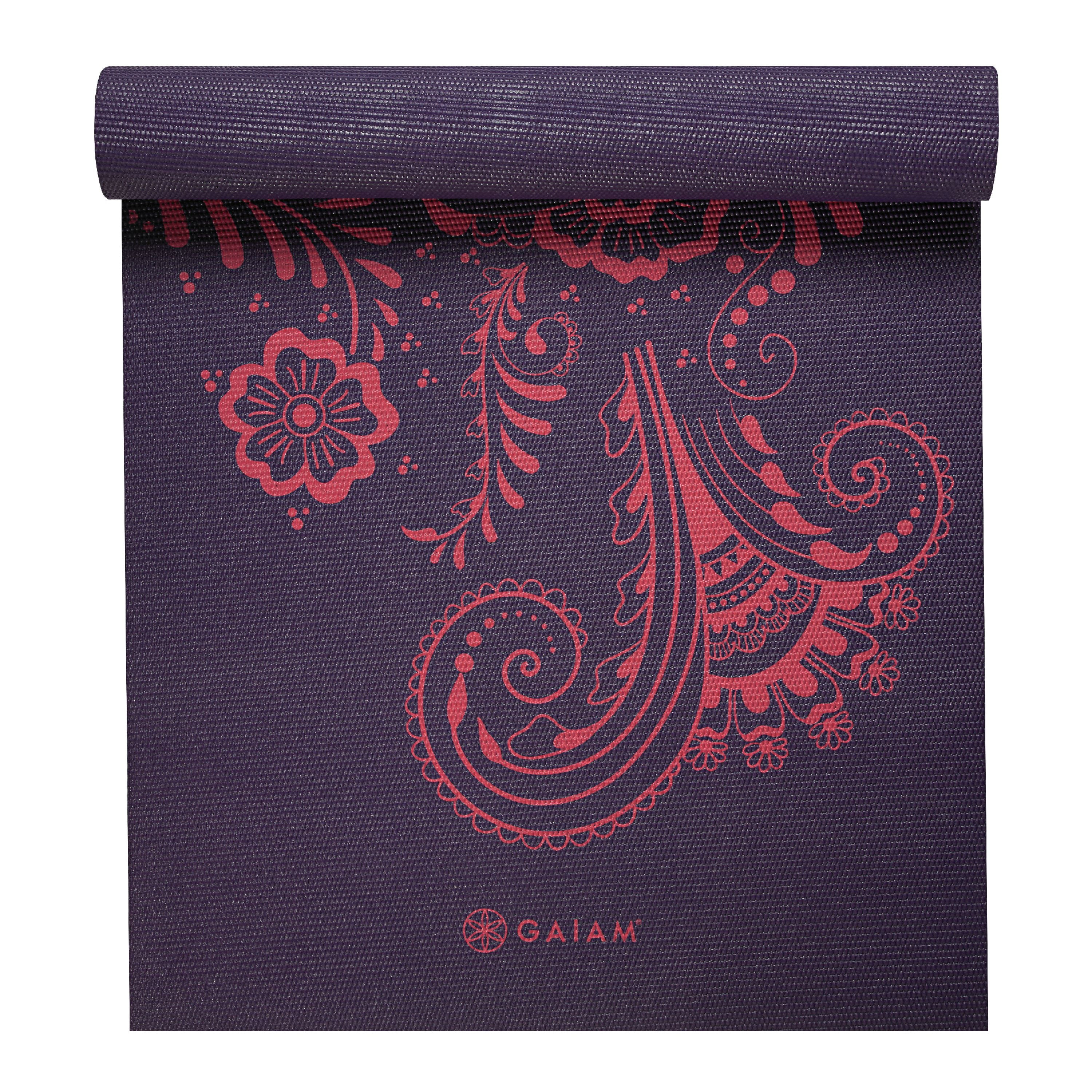 Gaiam Premium Print Yoga Mat, Sapphire Feather, 6mm 