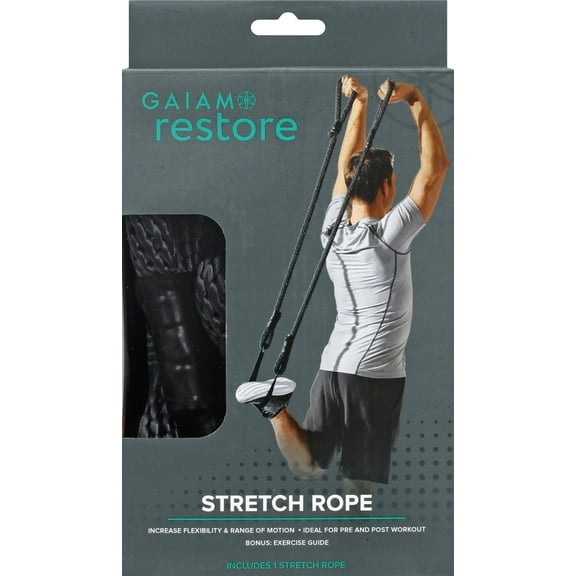 Gaiam Restore Stretch Strap - Stretching Rope with Foot Strap & Hand Loops for Yoga, Pilates, Exercise/Fitness, Physical Therapy, Dance, Gymnastics, Hamstring Stretcher