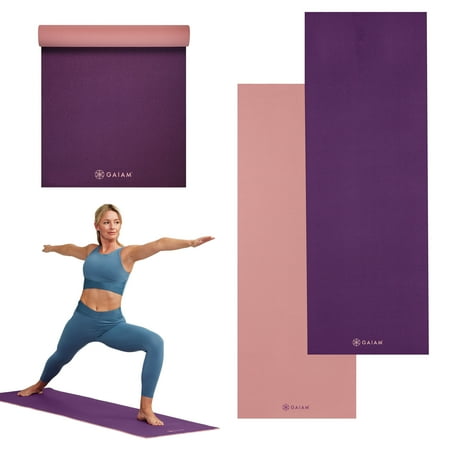 Gaiam Reversible Yoga Mat, Berry Red, 5mm, 1 mat
