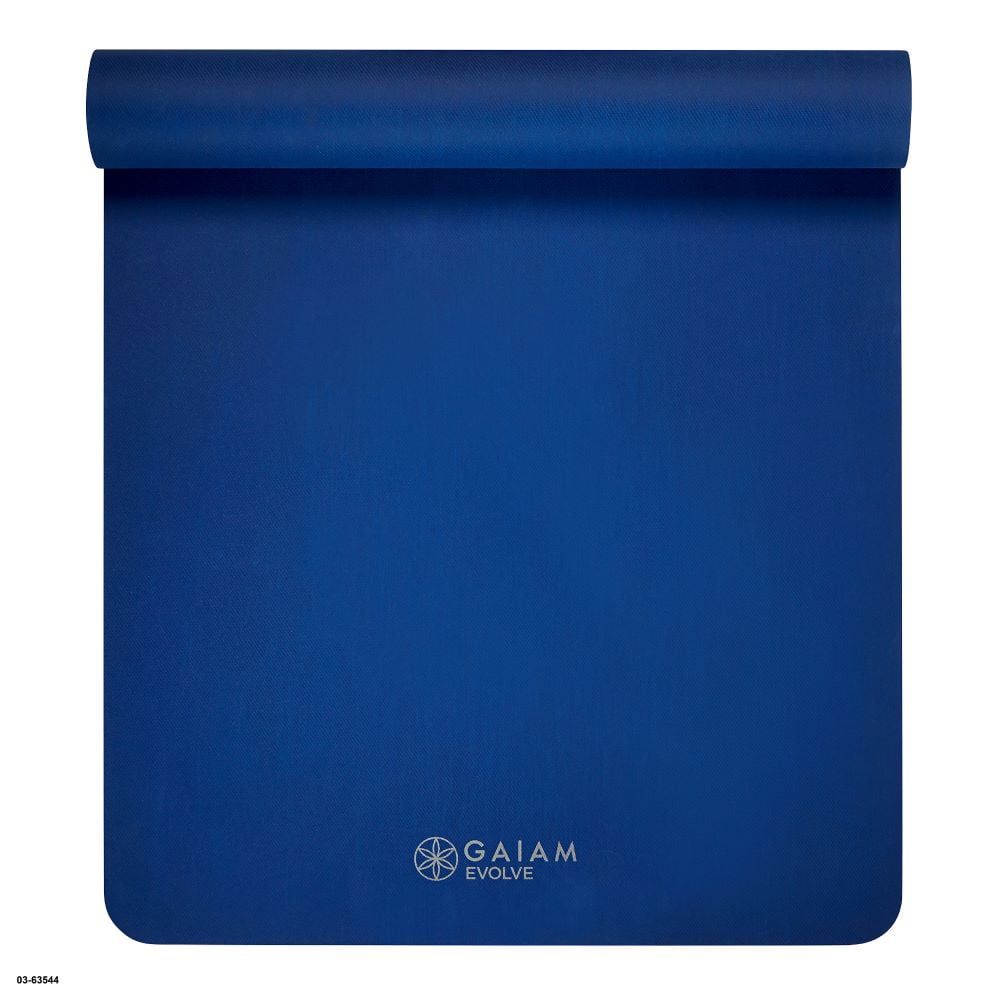 Gaiam Rubber Yoga Mat, Blue, 4mm Thick