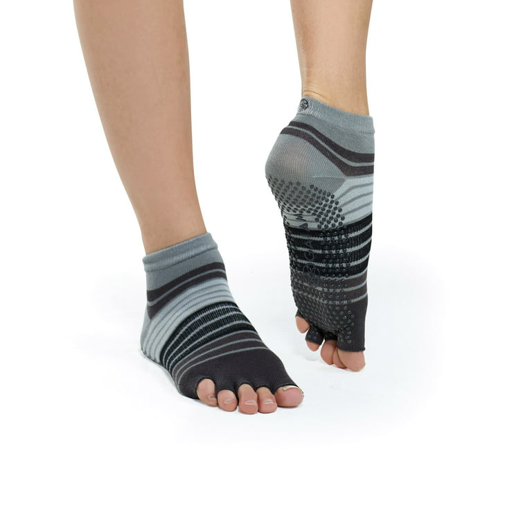 Gaiam Toeless Grippy Yoga Socks, Grey/Black, Small/Medium