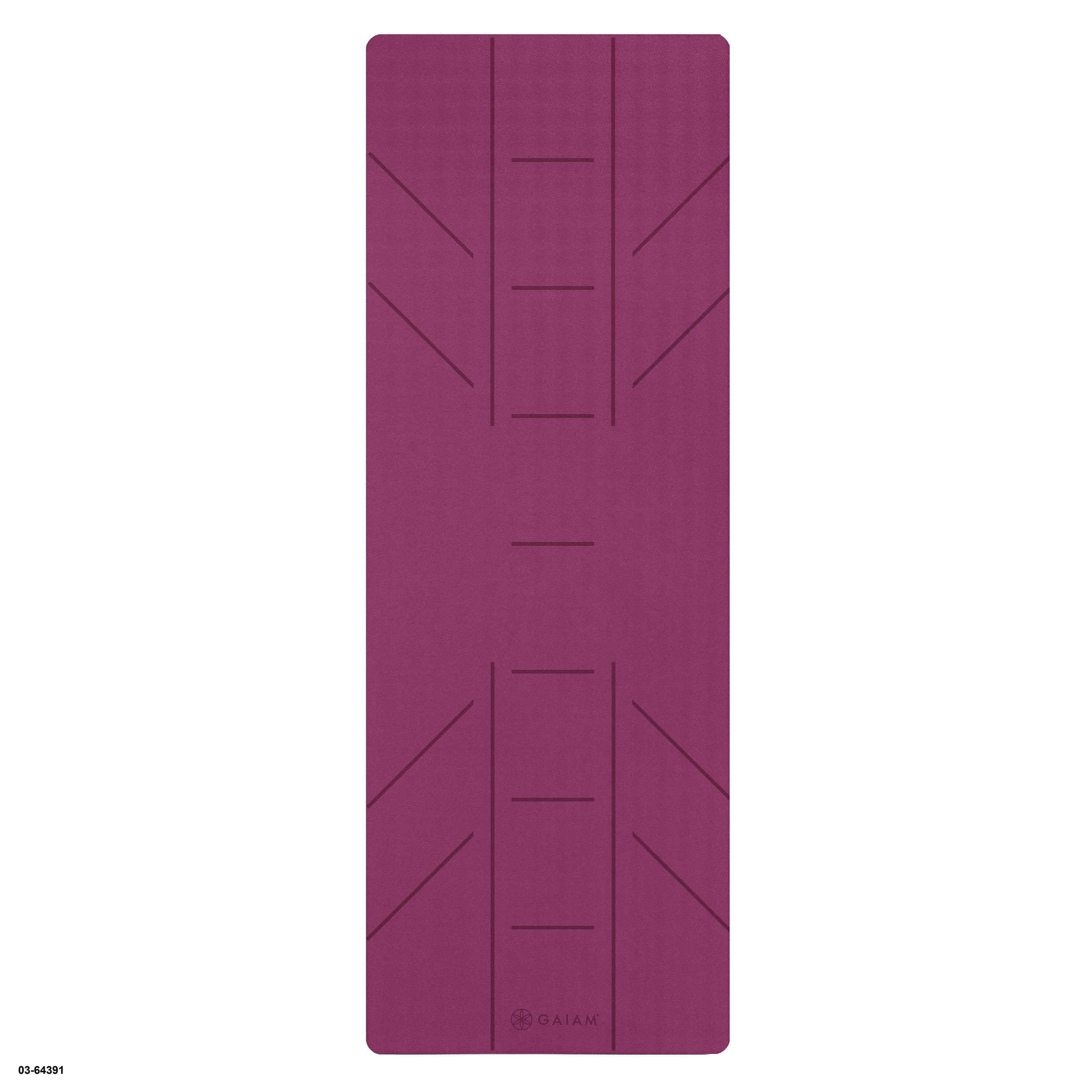 Gaiam Ultra Sticky Alignment Yoga Mat Fuchsia 6mm Thickness