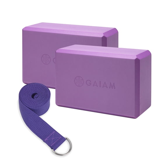 Gaiam 2 Pack Block Strap Combo Deep Purple