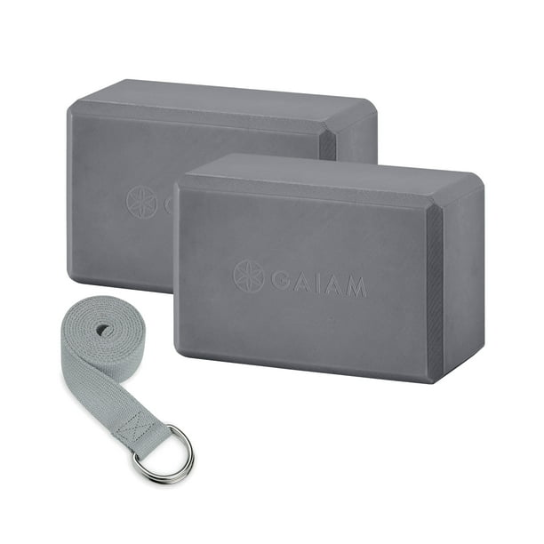 Gaiam Yoga Block (2Pack) and Strap Combo Grey