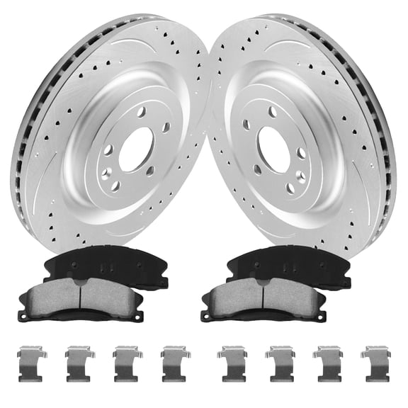 Gaiasurge Front Brake Pads and Rotors Kit For 2013-2019 Ford Explorer Drilled & Slotted Disc Brake Rotors Ceramic Brakes Pads 2014 2015 2016 2017 2018 Replacement : 13.86" inch