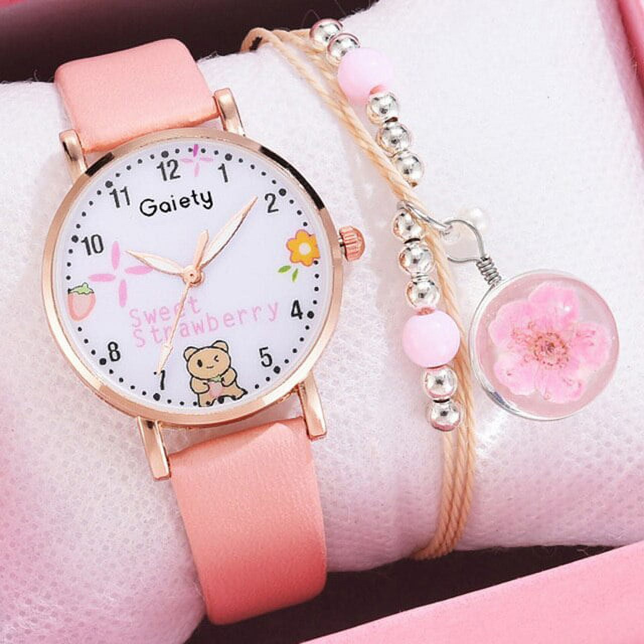 Gaiety Brand 2pcs Set Bracelet Watch For Women Unique Cartoon