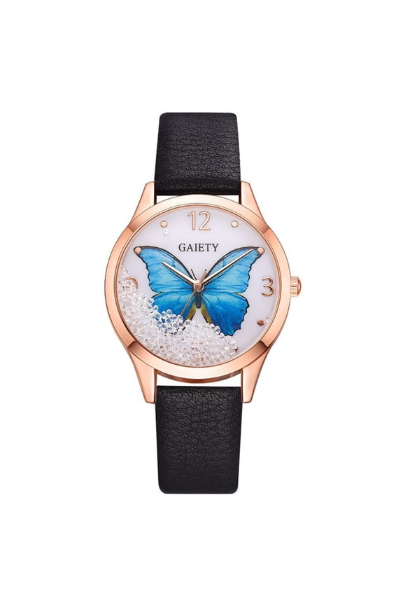 Gaiety Brand Women Watches Luxury Removable Rhinestone Butterfly Watches Ladies Leather Dress Ladies Wrist Watches Female Clock