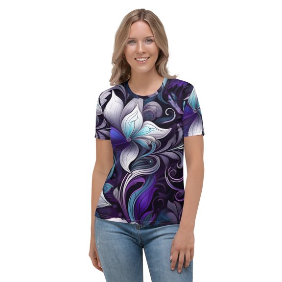 Gail, Floral Poly-Span T-Shirt, Ladies Floral Shirt, Floral T-Shirt