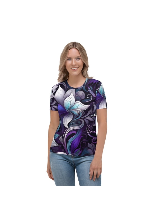 Gail, Floral Poly-Span T-Shirt, Ladies Floral Shirt, Floral T-Shirt