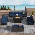 thumbnail image 1 of Gaildon 11 Piece Patio Furniture Set with Fire Pit Table, All Weather Outdoor Sectional PE Rattan, Patio Conversation Sets with Cushions and Glass Coffee Table for Garden Lawn Balcony Porch Deck, 1 of 8