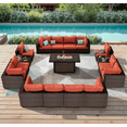 thumbnail image 1 of Gaildon 17 Piece Patio Furniture Set with Fire Pit Table, All Weather Outdoor Sectional PE Rattan, Patio Conversation Sets with Cushions and Glass Coffee Table for Garden Lawn Balcony Porch Deck, 1 of 10