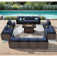 thumbnail image 1 of Gaildon 17 Piece Patio Furniture Set with Fire Pit Table, All Weather Outdoor Sectional PE Rattan, Patio Conversation Sets with Cushions and Glass Coffee Table for Garden Lawn Balcony Porch Deck, 1 of 10