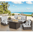 thumbnail image 1 of Gaildon 5 Piece Patio Furniture Set with Fire Pit Table, All Weather Outdoor Sectional PE Rattan, Patio Conversation Sets with Cushions for Garden Lawn Balcony Porch Deck, Grey, 1 of 8
