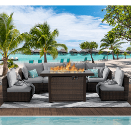 Thy Hom Rio 4 Piece Wicker Conversation Set in Beige and Dark Brown Walmart
