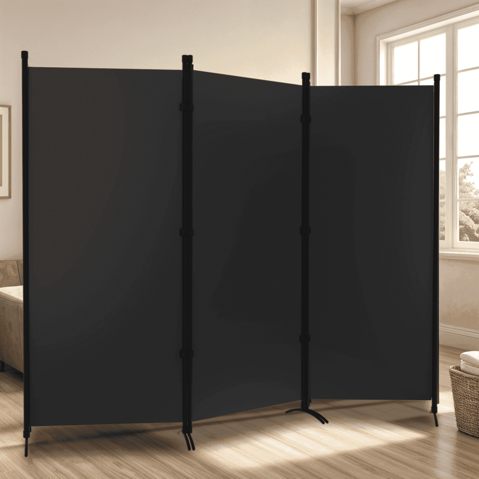 Gaildon 71’’L*99’’W 3-Pane Portable Folding Privacy Room divider,Black