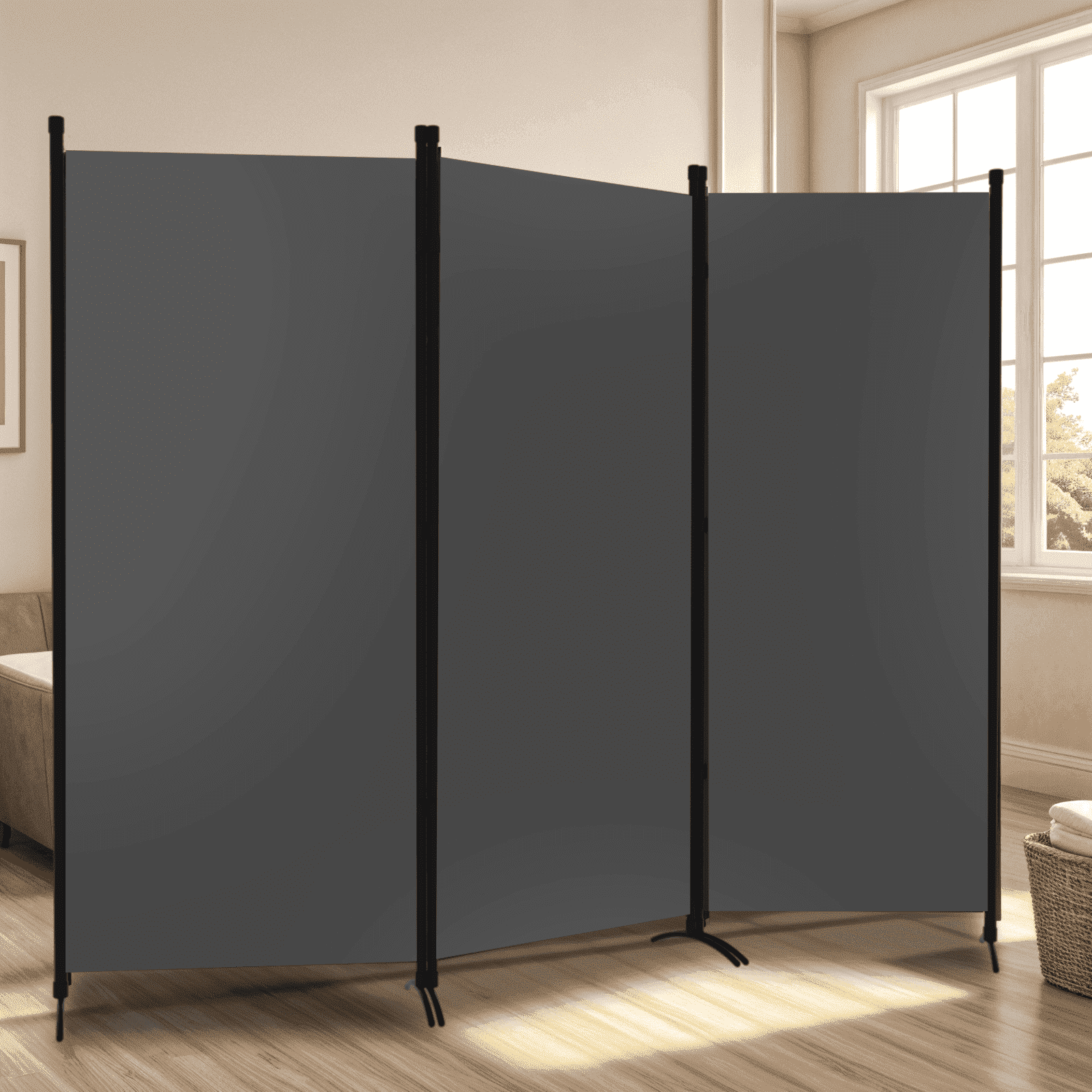 Gaildon 71’’L*99’’W 3-Pane Portable Folding Privacy Room divider,Grey