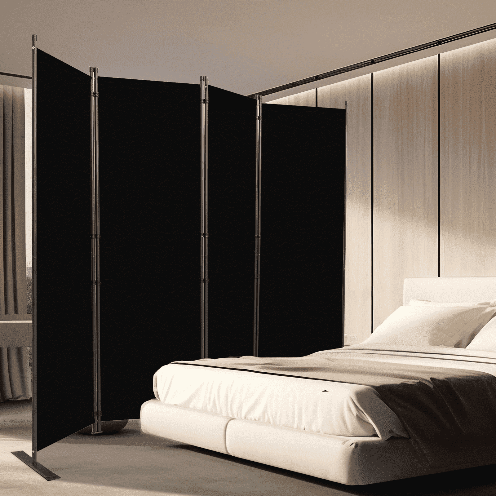 Gaildon 84”W×67”H 4-Pane Portable Folding Privacy Room divider,Black