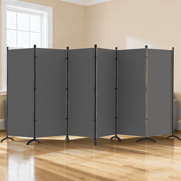 Gaildon 84”W×67”H 6-Pane Portable Folding Privacy Room divider, Grey