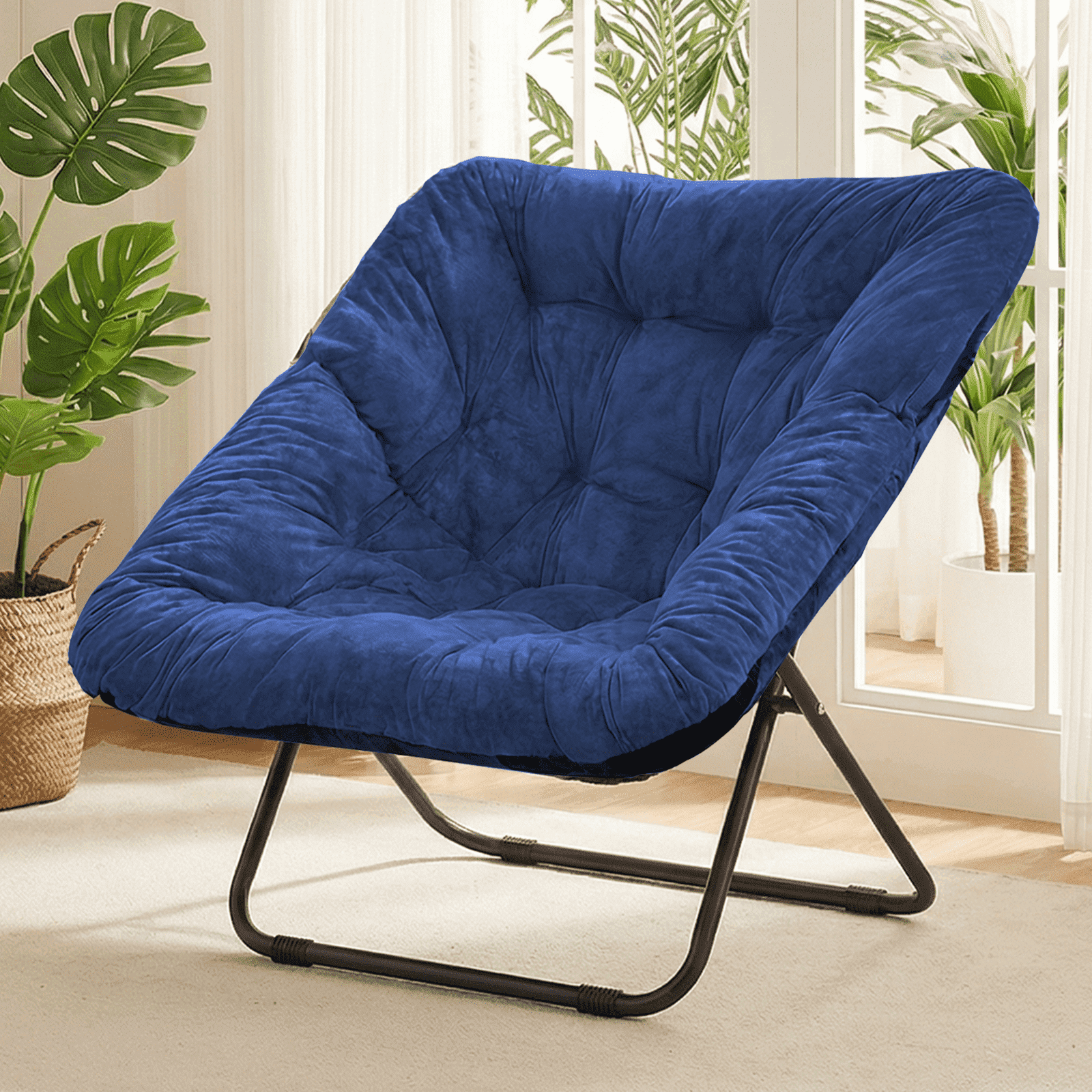 Gaildon Moon Saucer Chair Soft Faux Fur Folding Accent Chair