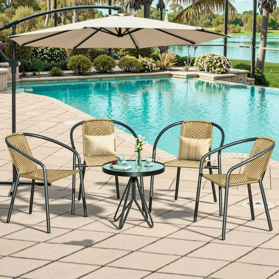 Gaildon Pack Medium Brown Rattan Indoor-Outdoor Restaurant Stack Chair | Versatile and Stylish Seating