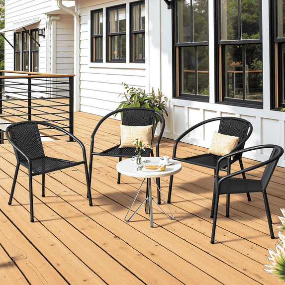 Gaildon Pack Medium Brown Rattan Indoor-Outdoor Restaurant Stack Chair | Versatile and Stylish Seating