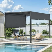 Gaildon Pergola 10×10 Outdoor Gazebo w/Heavy Duty Steel Frame and Retractabble Sun Shade Canopy Shelter for Backyard Deck
