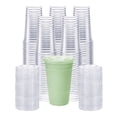 thumbnail image 1 of Gailware 100 Pack 24 oz PET Clear Plastic Cups With Flat Lids, Disposable Cold Beverages Drinking Cups with Lids, Plastic Container for Smoothies, Iced Cold Coffee, Soda for Events, and Everyday Use., 1 of 7