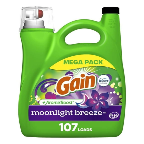 Gain + Aroma Boost HE Liquid Laundry Detergent, 107 Loads - Moonlight Breeze 154 oz