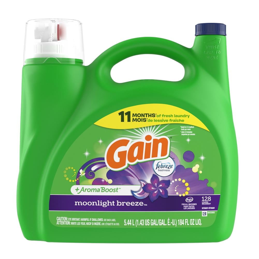 Gain + Aroma Boost HE Liquid Laundry Detergent, 128 Loads - Moonlight Breeze 184 oz