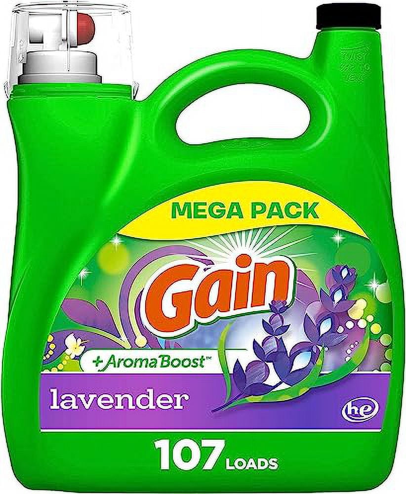 Gain + Aroma Boost Laundry Detergent Liquid Soap, Lavender Scent, 107 Loads, 154 Fl Oz, He