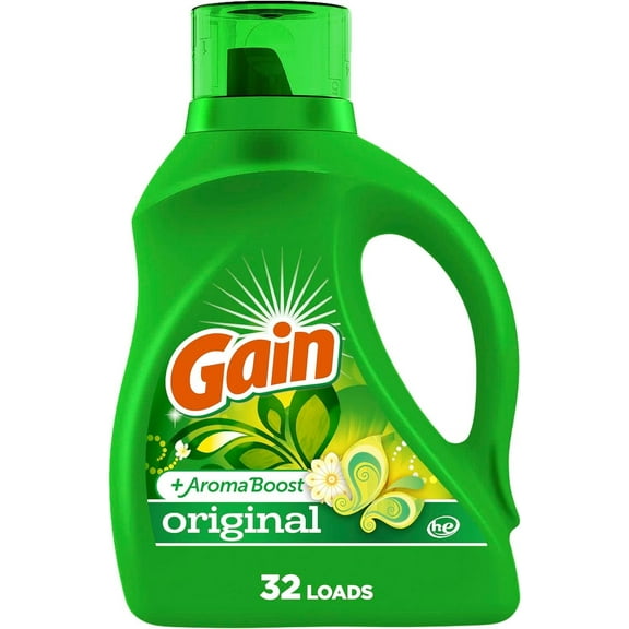 Gain + Aroma Boost Laundry Detergent Liquid Soap, Original, 32 Loads 46 Fl Oz