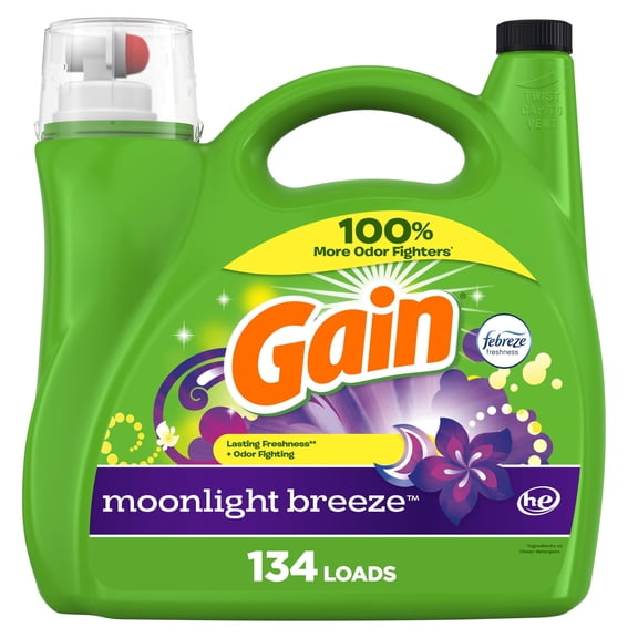 Gain + Aroma Boost Liquid Laundry AIS1Detergent, Moonlight Breeze Scent, 134 Loads, HE Compatible